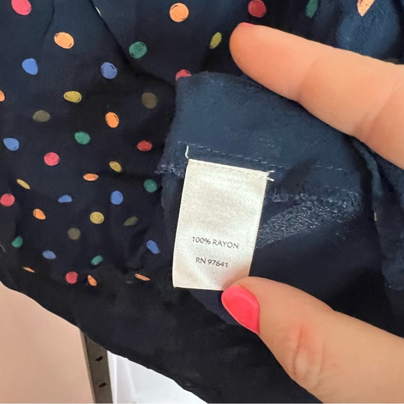 J. Jill Navy Blue and Colorful Polka Dot Tank Blouse, size Medium Petite - Picture 4 of 7